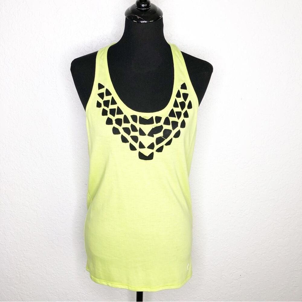 Trina Turk Recreation neon yellow racer back athletic tank top size Small